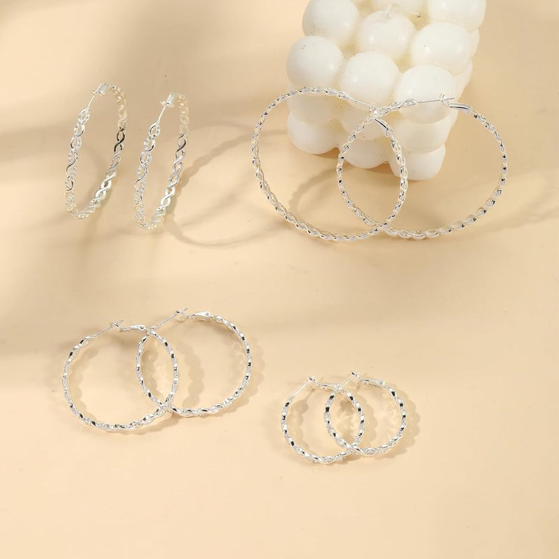 Senteria 925 Sterling Silver Earrings Hoops for Women Lightweight Twisted Hoop Earrings With Cubic Zirconia Hypoallergenic Hoops Earrings (20/30/40/50/60MM) - Image 5